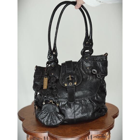 Lockheart Black Bag Leather Satchel / Handbag / Retro Boho / Discontinued #0053 - Picture 2 of 9